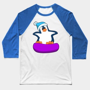 Penguin at Snowboarding with Snowboard Baseball T-Shirt